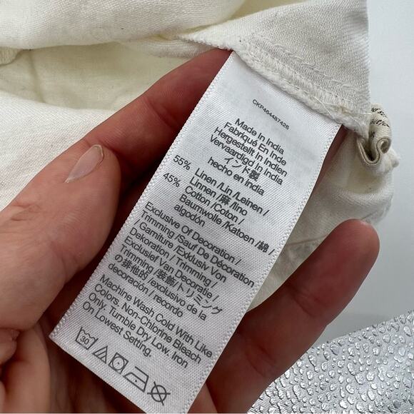 Madewell Cream White Puff Sleeve Mini Dress Linen and Cotton Blend Summer - Picture 6 of 8